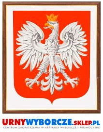 Godło Polski gabinetowe 67x58cm ramka 2,6cm orzech-złoto szkło antyrefleksyjne