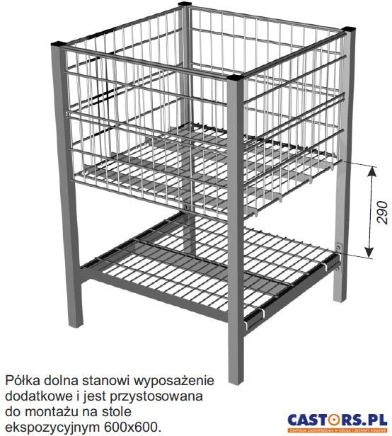 PÓŁKA DOLNA DO STOŁU EKSPOZYCYJNEGO 600X600