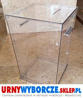 Przezroczysta urna wyborcza z poliwęglanu - Wzór PKW 2016 - POWYŻEJ 750 WYBORCÓW